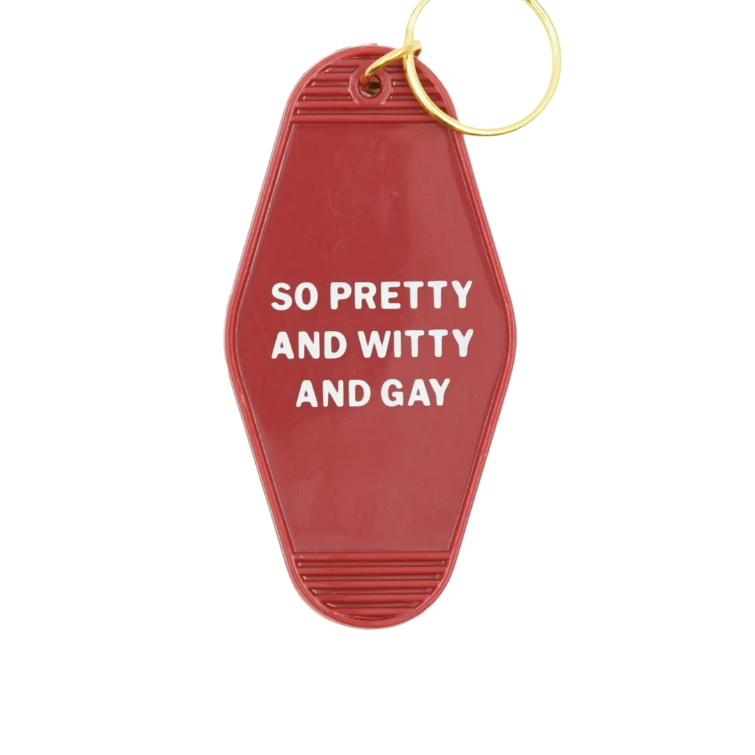 So Pretty and Witty and Gay Motel Style Keychain in Red Lgbt