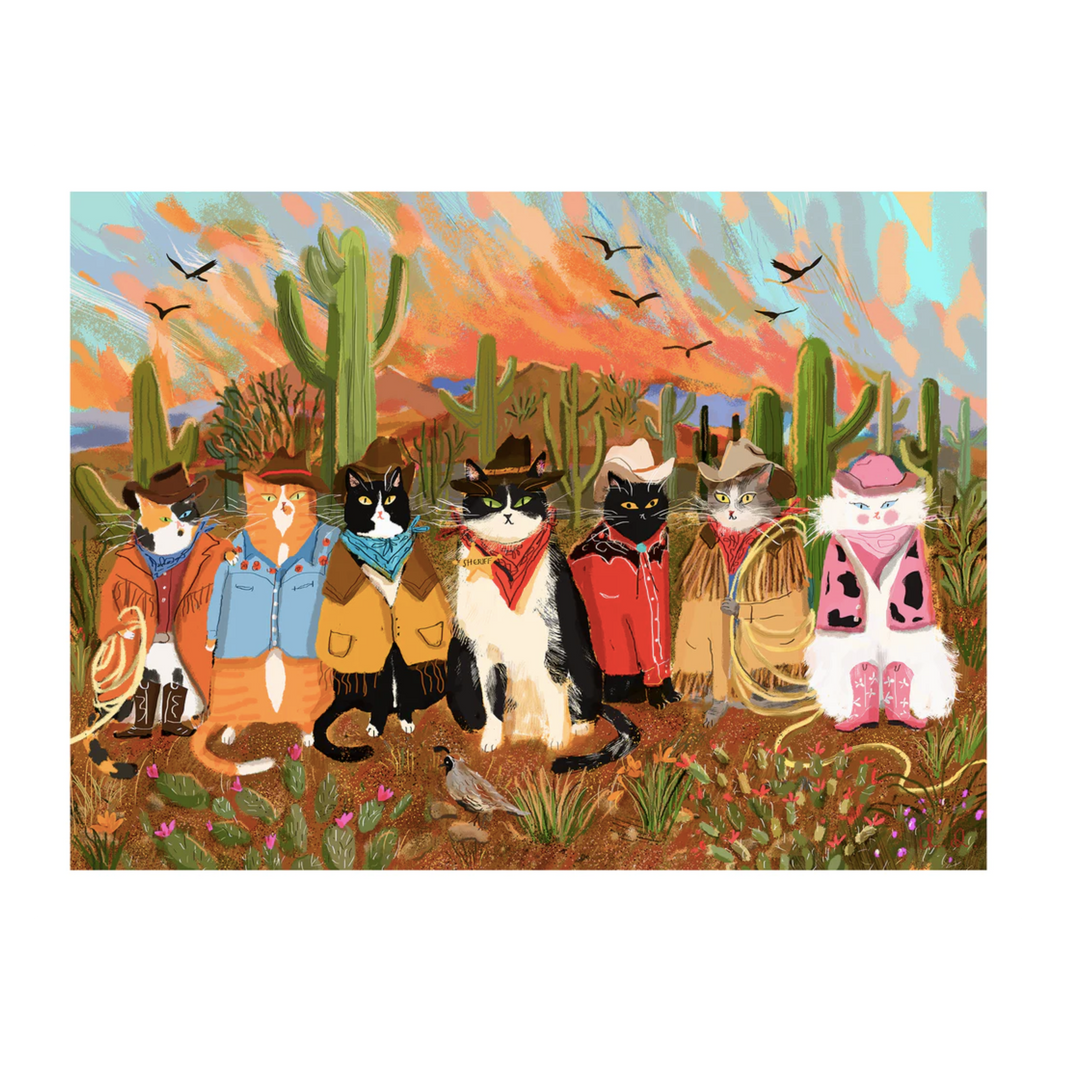 Howdy Pawnter Cowboy Cat Print Large
