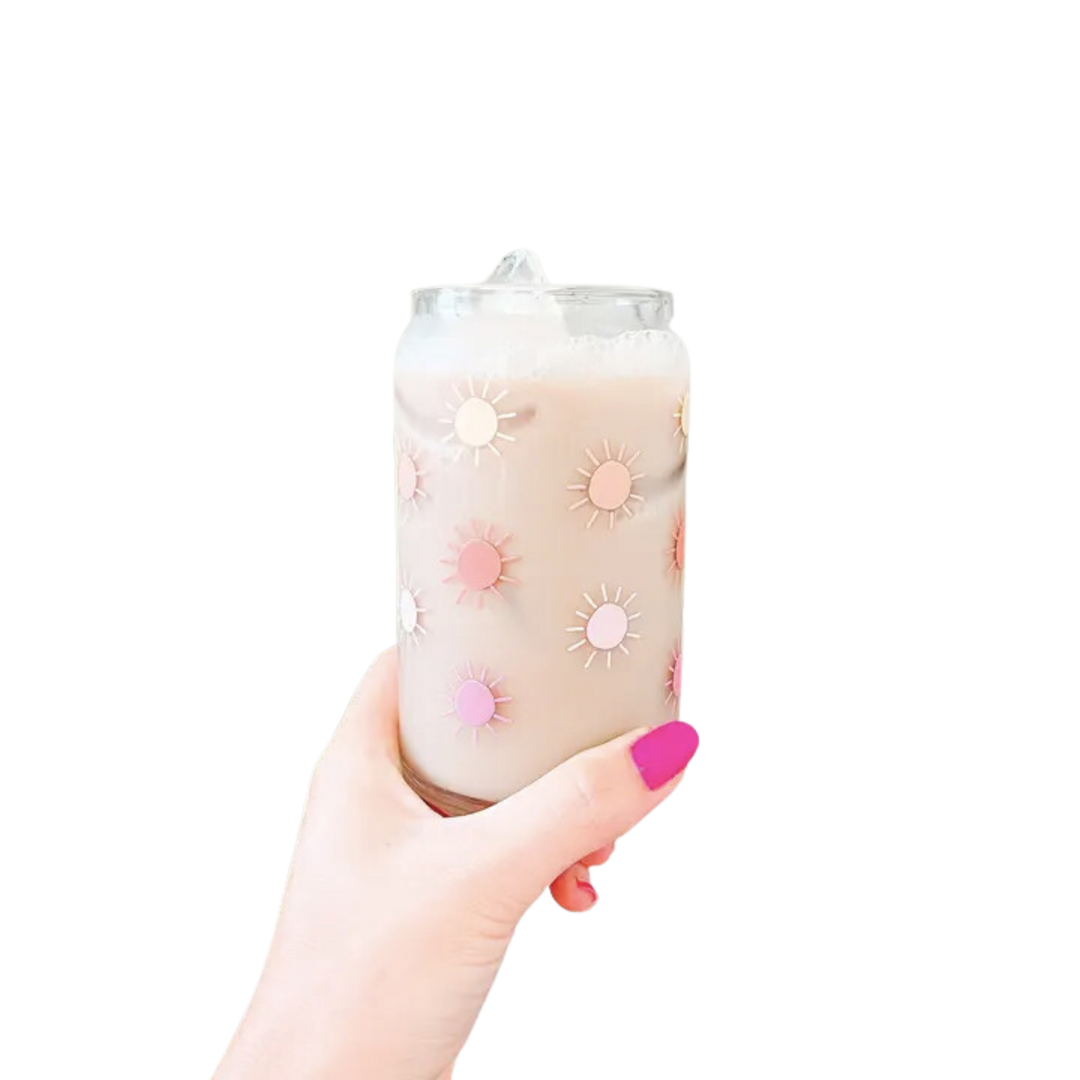 16oz Sun Iced Coffee Beer Can Glass