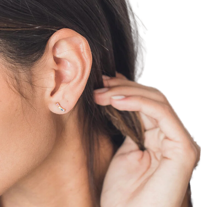 Rainbow Crystal Arc Earrings