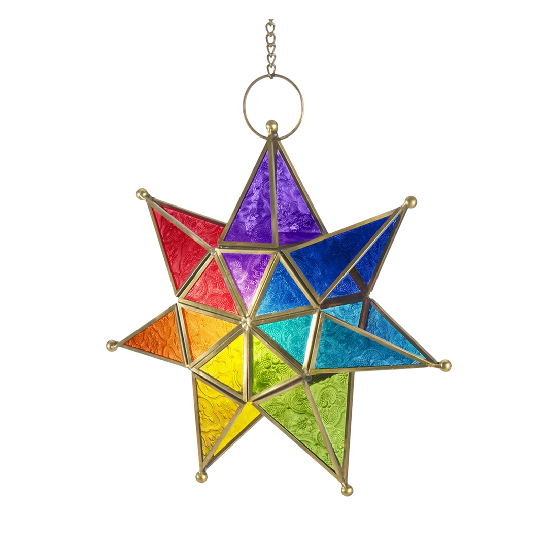 Rainbow Seven Point Star Tealight Lantern