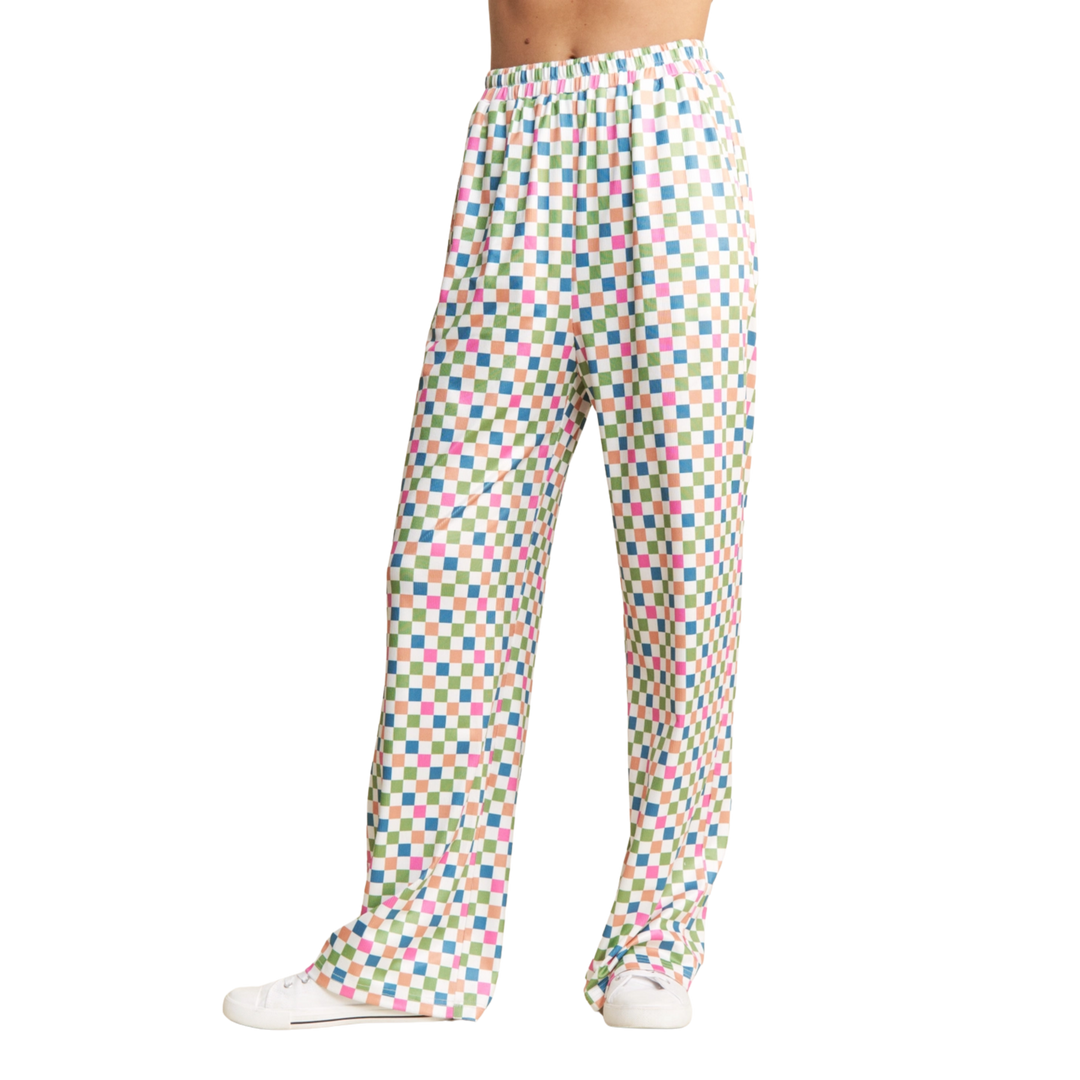 Multicolor Checkered Print Pants