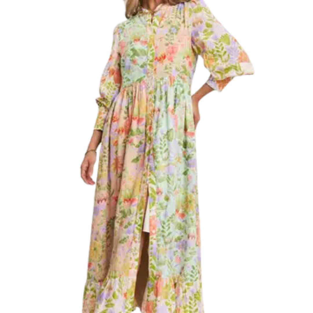 floral print a line midi dress Sexy Deep V-Neck Boho Maxi Dress – Pink Floral Sleeveless A-Line Dress –  Boho Beach Hut