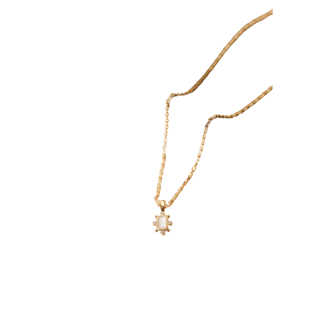 Gemstone Rectangular Pendant Necklace