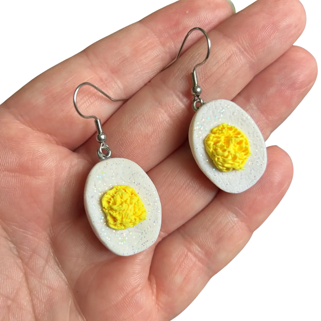 Glittery Deviled Egg Earrings