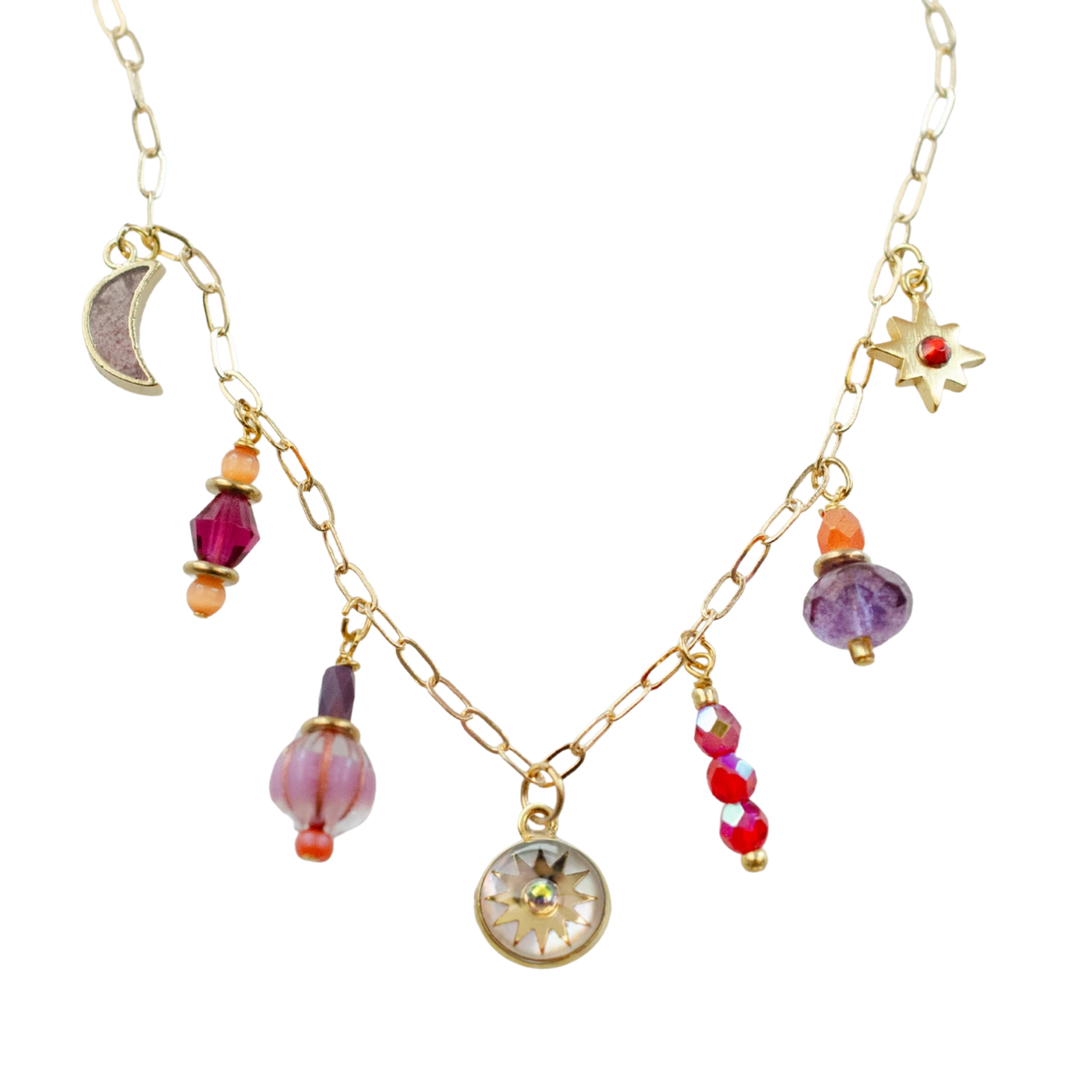 Pearl Zodiac Fire Sign Charm Necklace