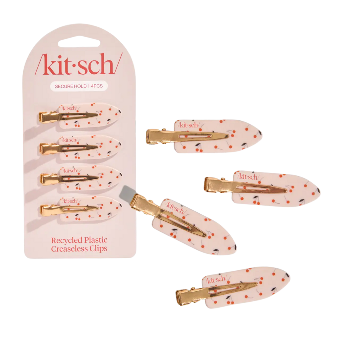 Recycled Plastic Creaseless Clips 4pc Set- Cherry Print