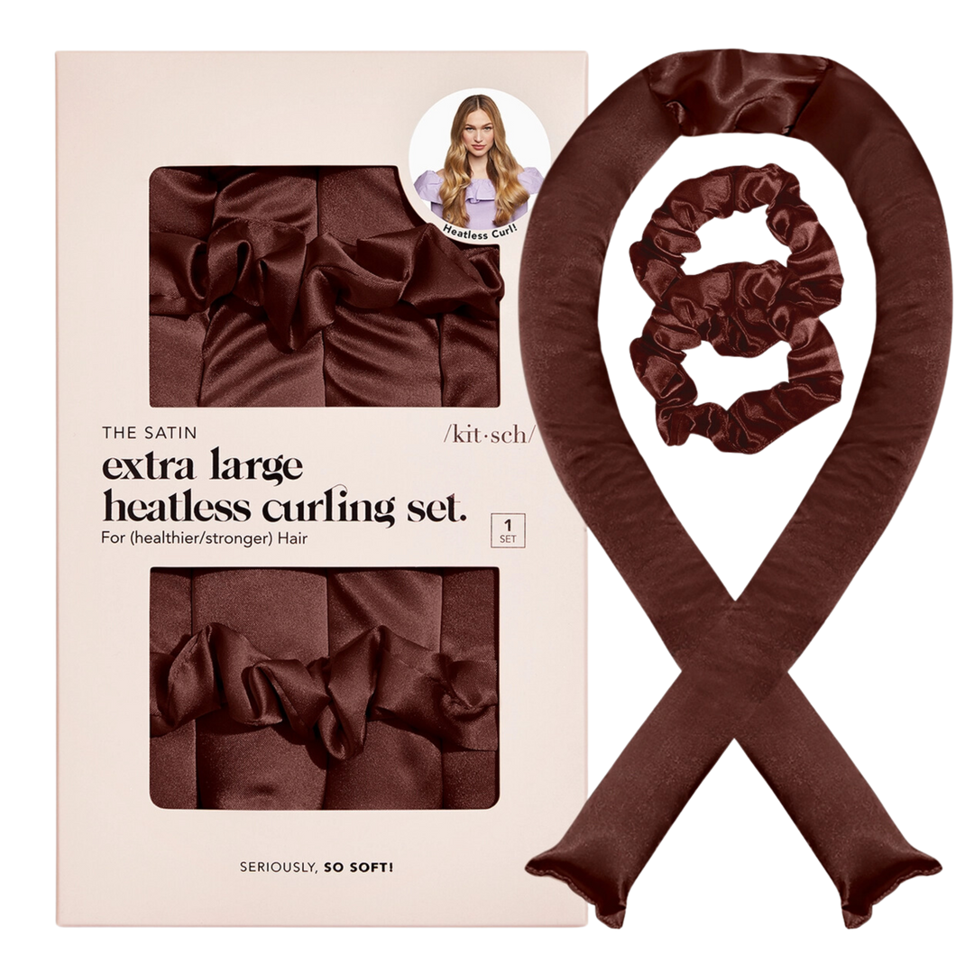 XL Satin Heatless Curling Set- Chocolate