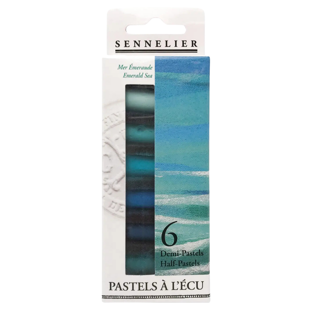 Sennelier Extra-Soft Half Pastel 6 Set, Emerald Sea