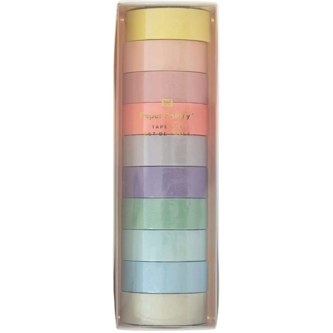 Rico Design Washi Tape Set, Pastel Tape Set 10 pk