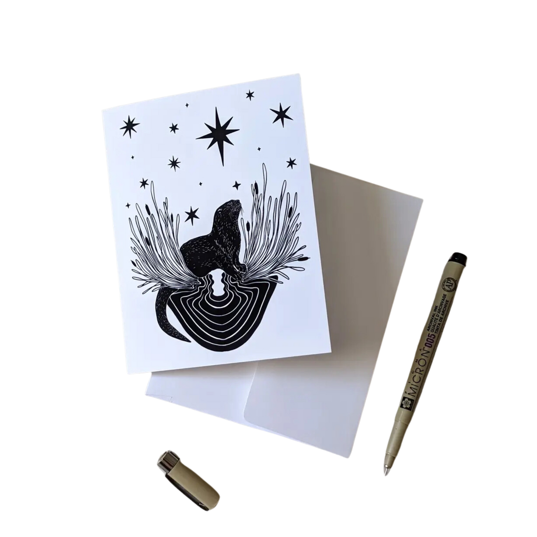 "Celestial Otter" Notecard