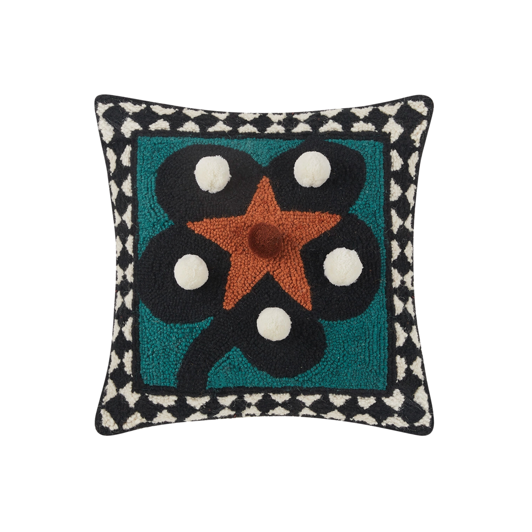 Diamonds & Pearls W/Pom Poms Hook Pillow