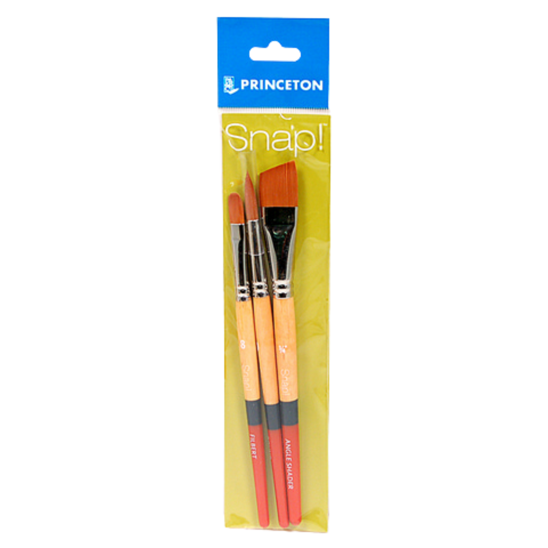 Snap Gold Taklon 3pc Set, Filbert 8, Round 10, Angle Shader 3/4