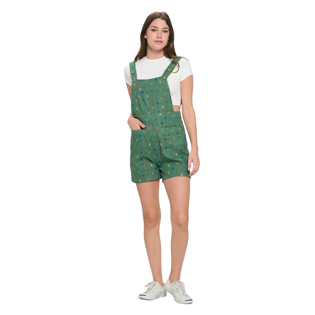 Polka Square Print Shortalls