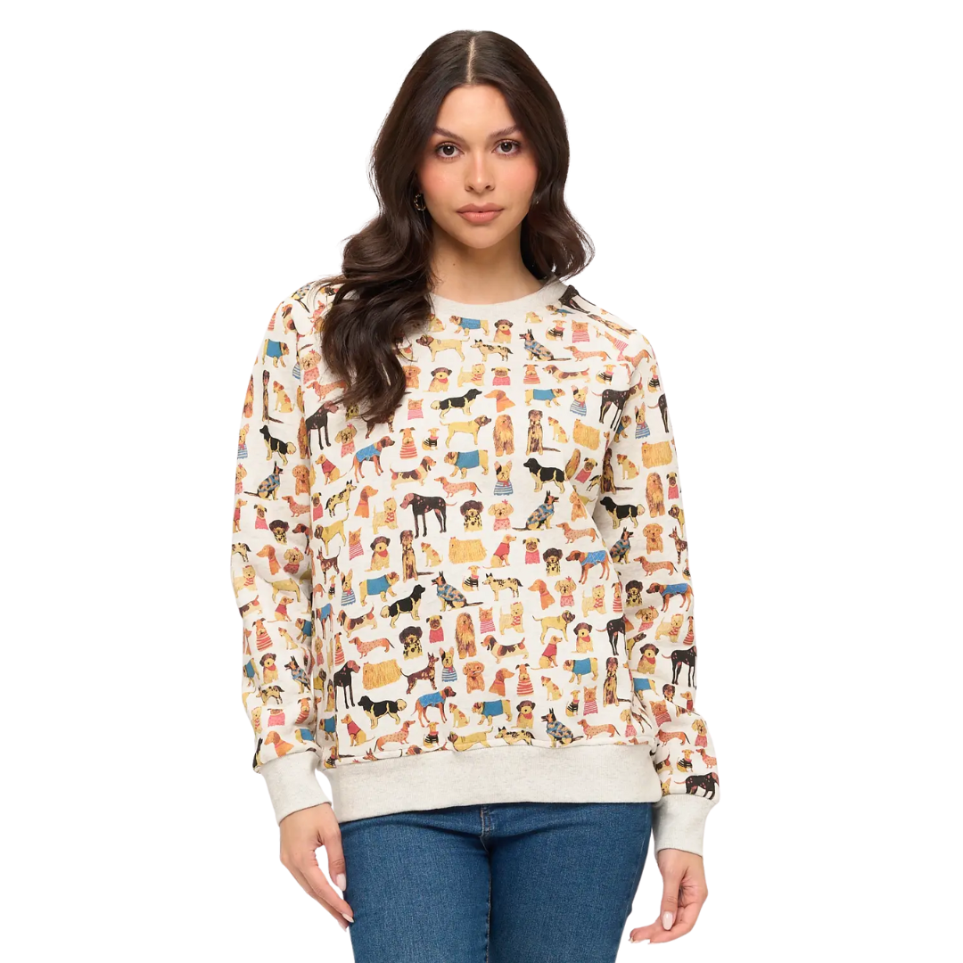 Colorful Dog Breeds Print Sweatshirt