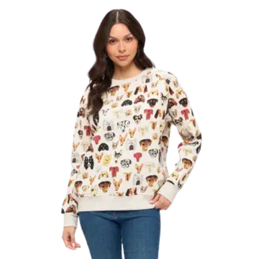 Colorful Dog Faces Print Sweatshirt