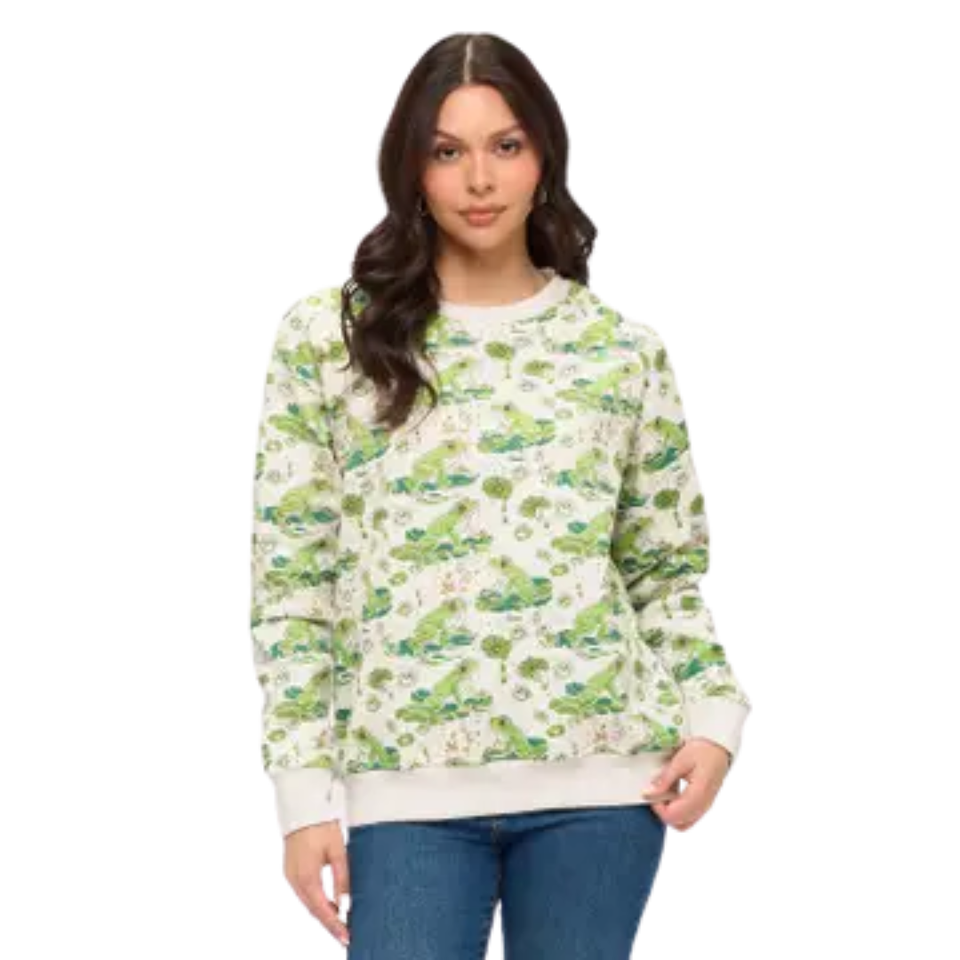 Lily Pads and Frogs Print Sweatshirt