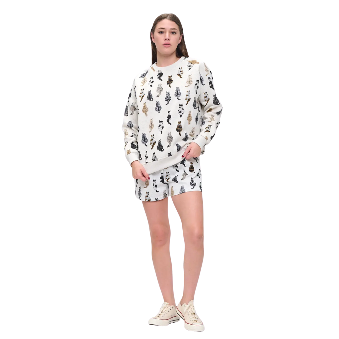 Whimsical Cat Tails Print Sweatshirt