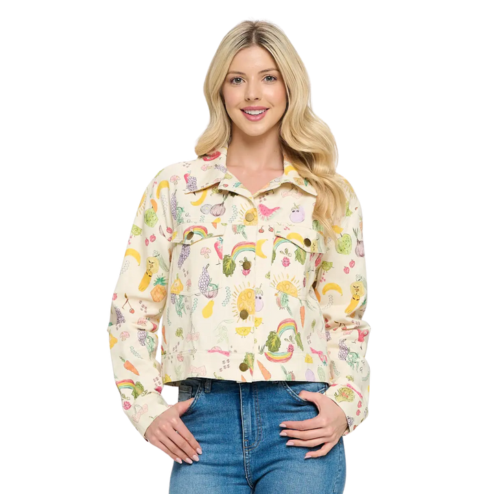 Fruits and Veggies Print Jacket