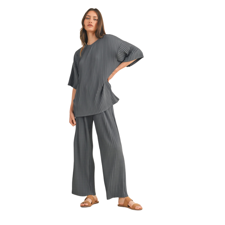Pleated Top and Pants Set