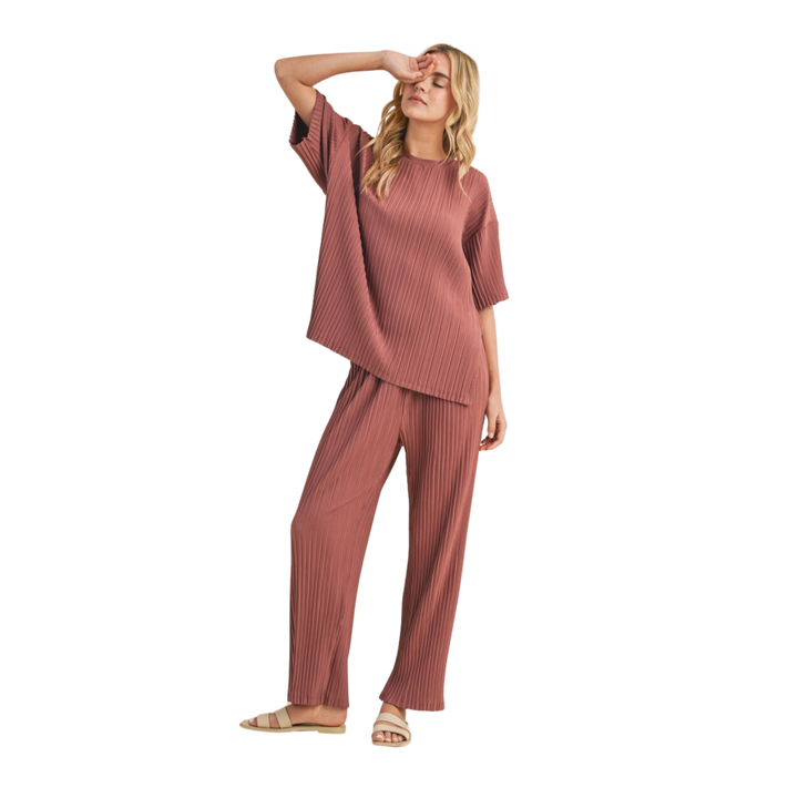 Pleated Top and Pants Set