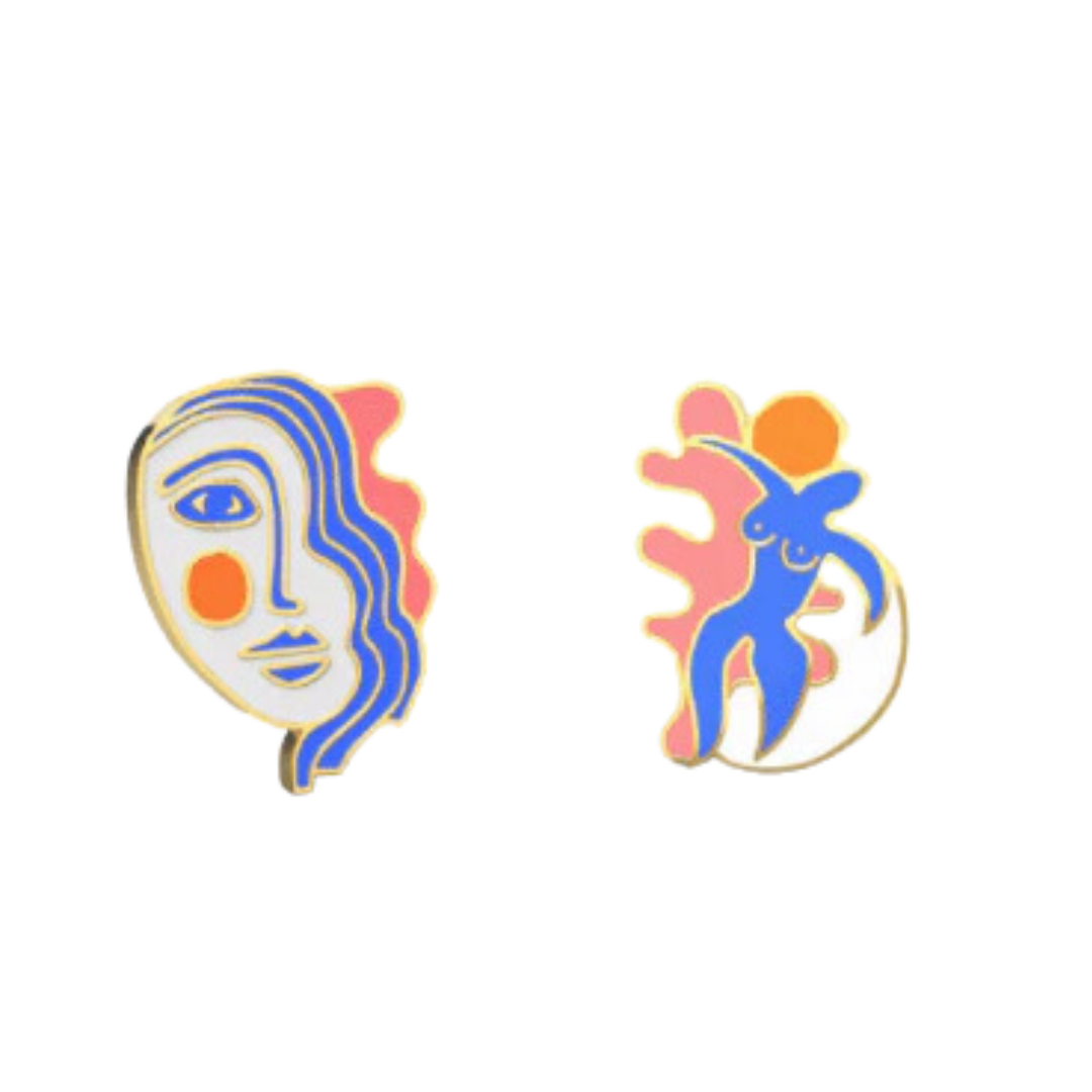 Matisse Post Earrings - Gold Artsy Museum Statement Studs