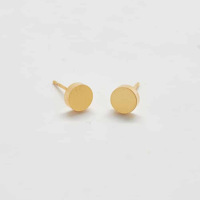 Round Flat Stud Earrings