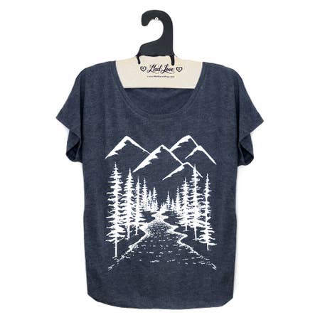 Navy Dolman Tee with Mountain Print