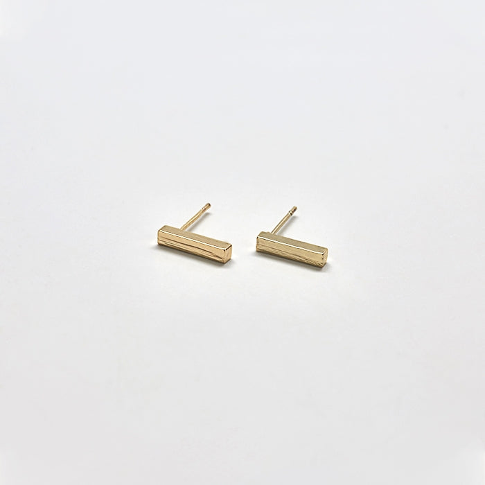 Gold Drop Bar Stud Earrings