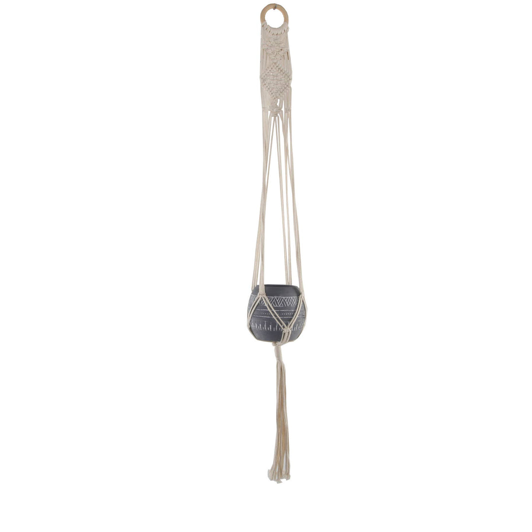 Hanging Macrame Planter Charcoal 43"