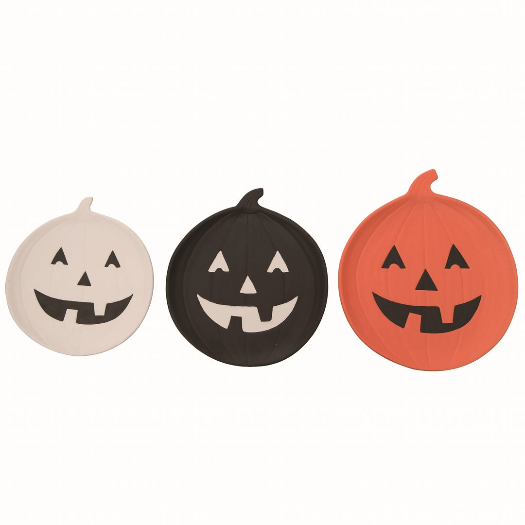 Ceramic Jack-O-Lantern Plates Set of 3