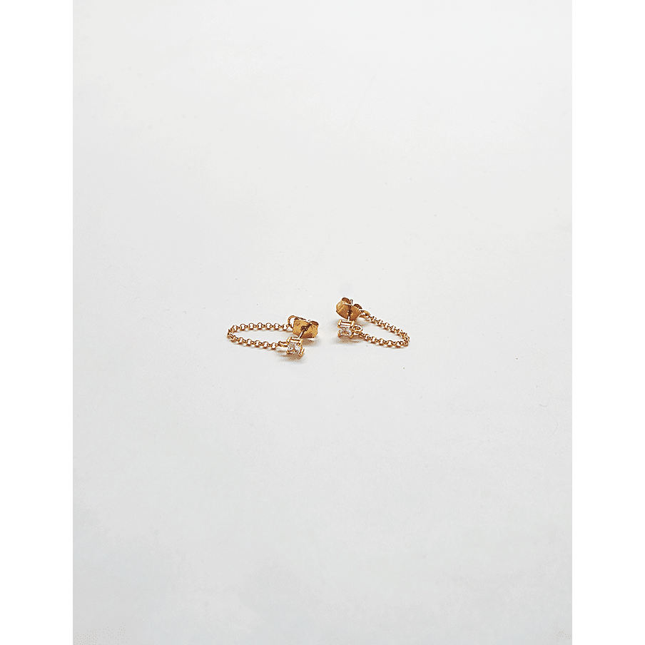 Cz Chain Huggie Earrings