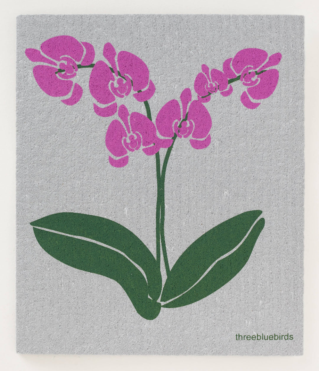 Orchid on Grey Swedish Dishcloth