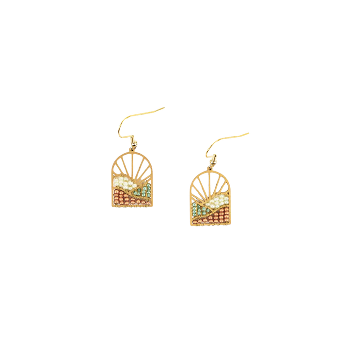 Sunrise Brass and Bead Earrings