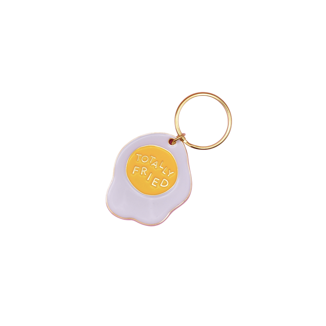 Totally Fried Enamel Keychain
