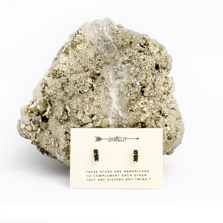 Black Druzy Bar Studs