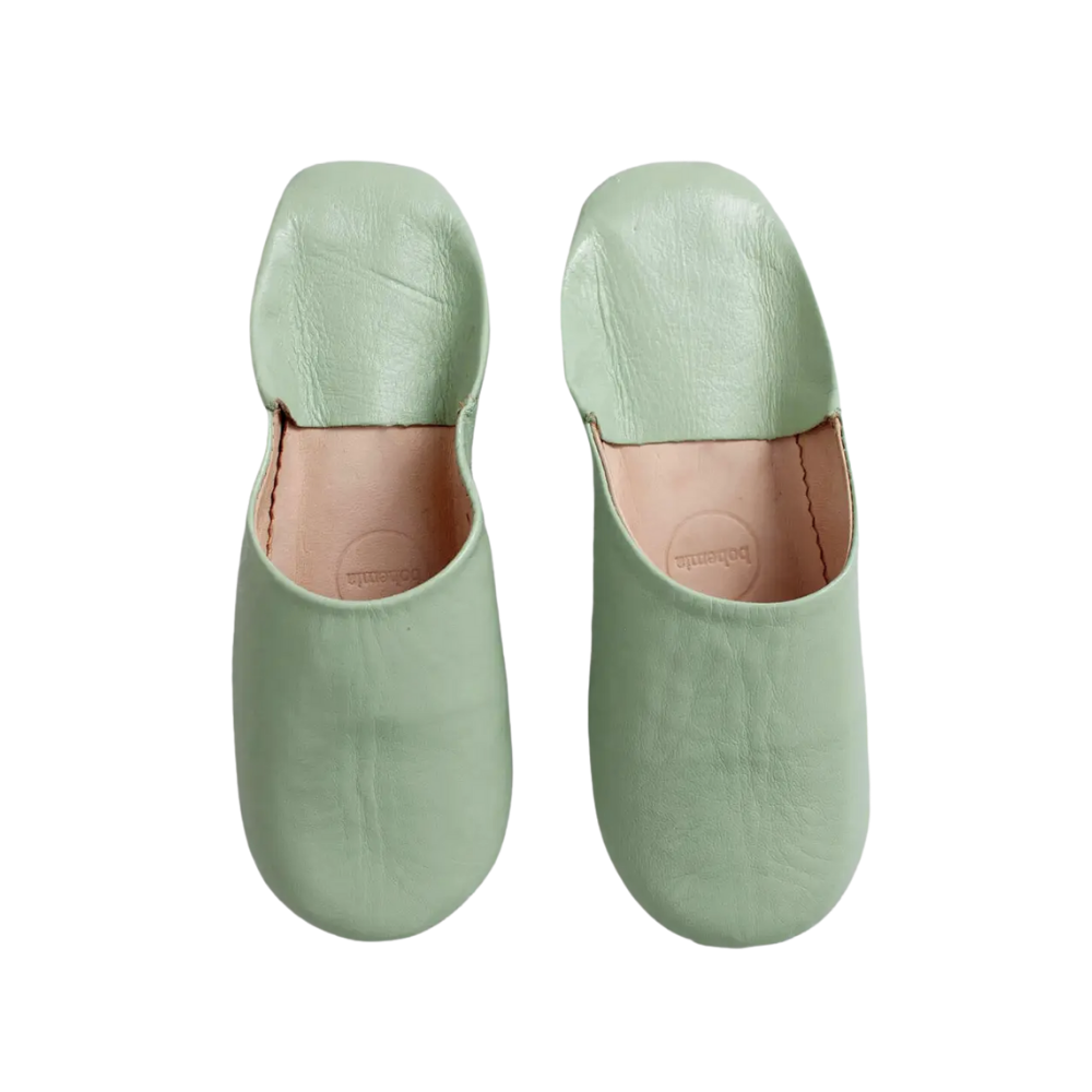 Moroccan Babouche Slippers - Sage