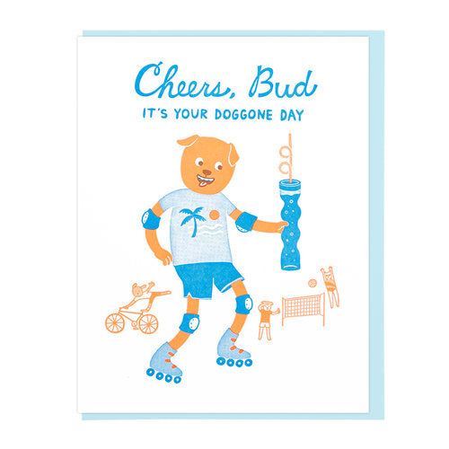 Cheers, Bud Letterpress Birthday Card