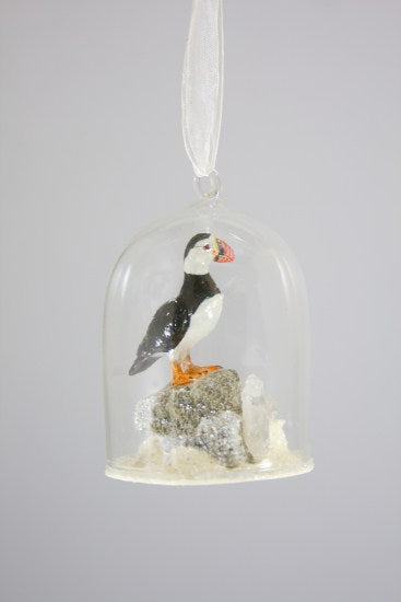 Frosty Puffin Globe Ornament