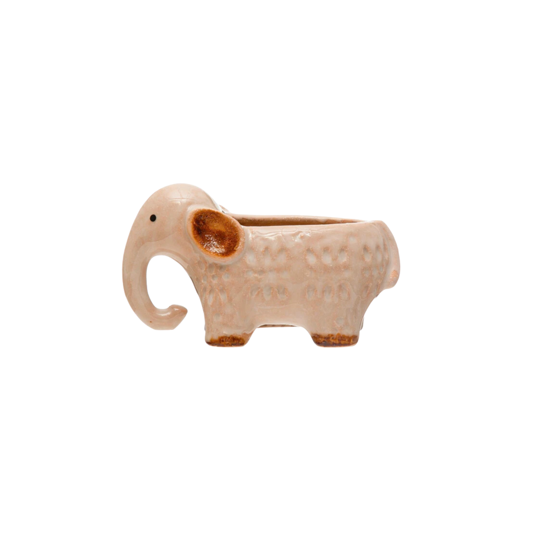 Stoneware Elephant Planter