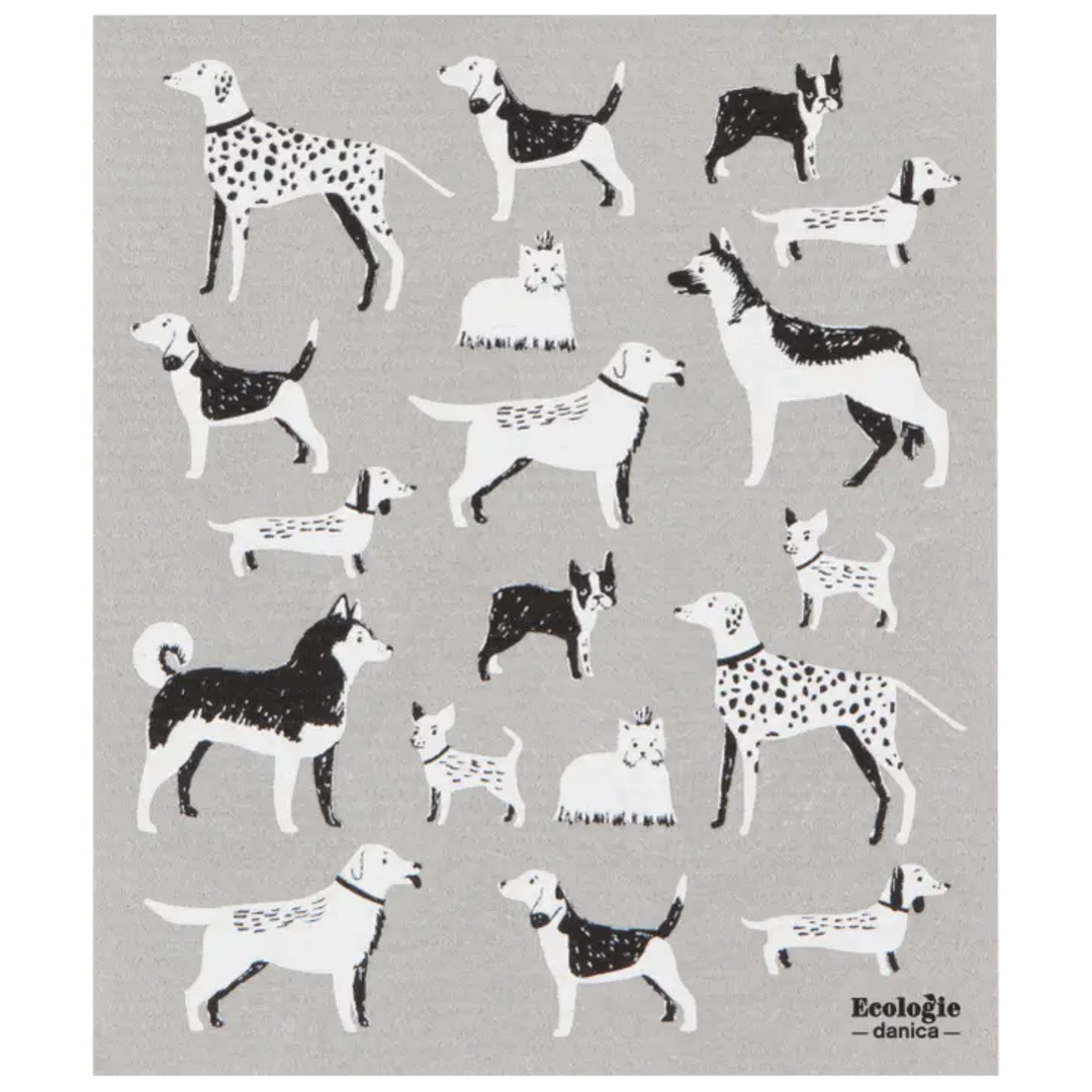 Dog Days Swedish Dish Towel - Gray
