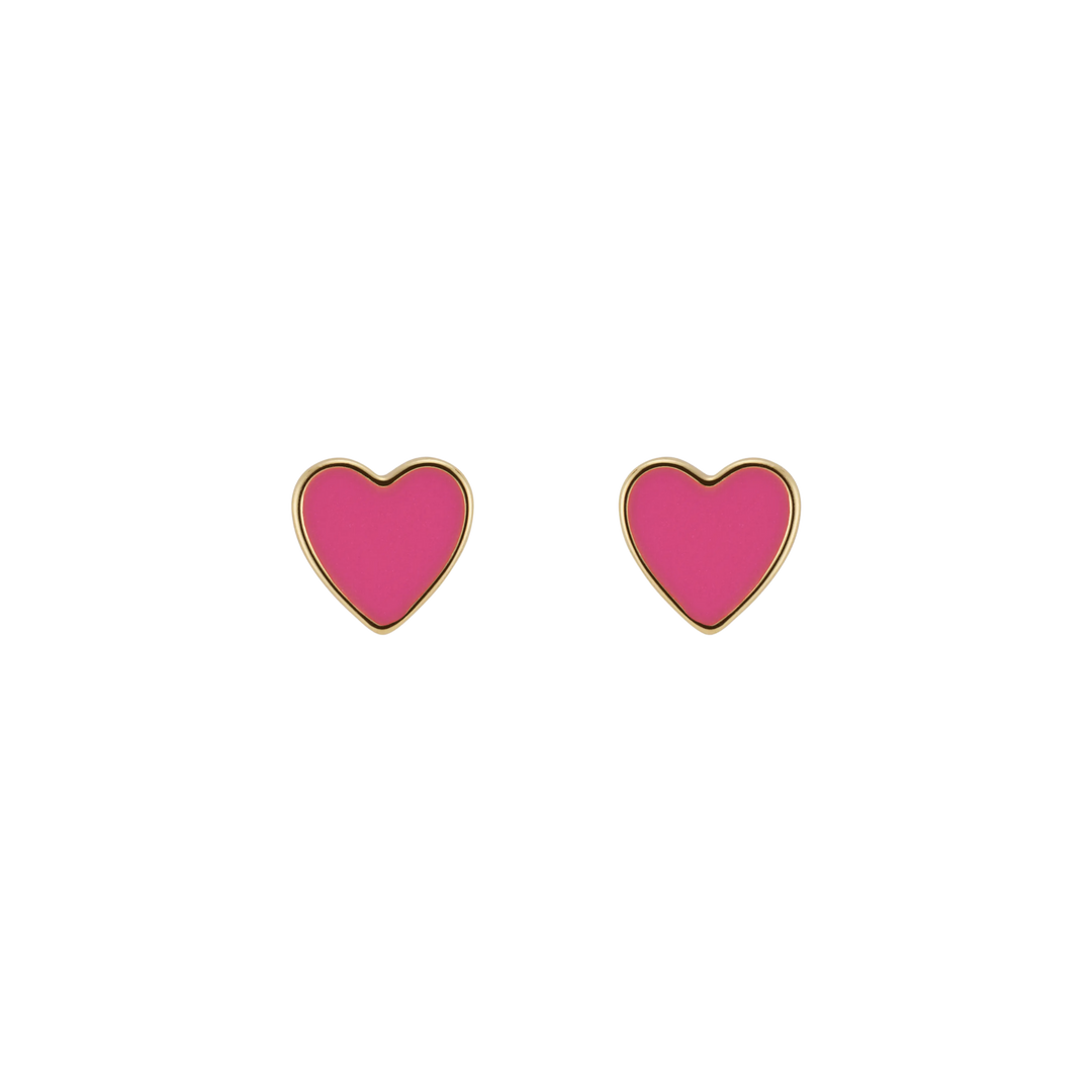 Pink Enamel Heart Studs