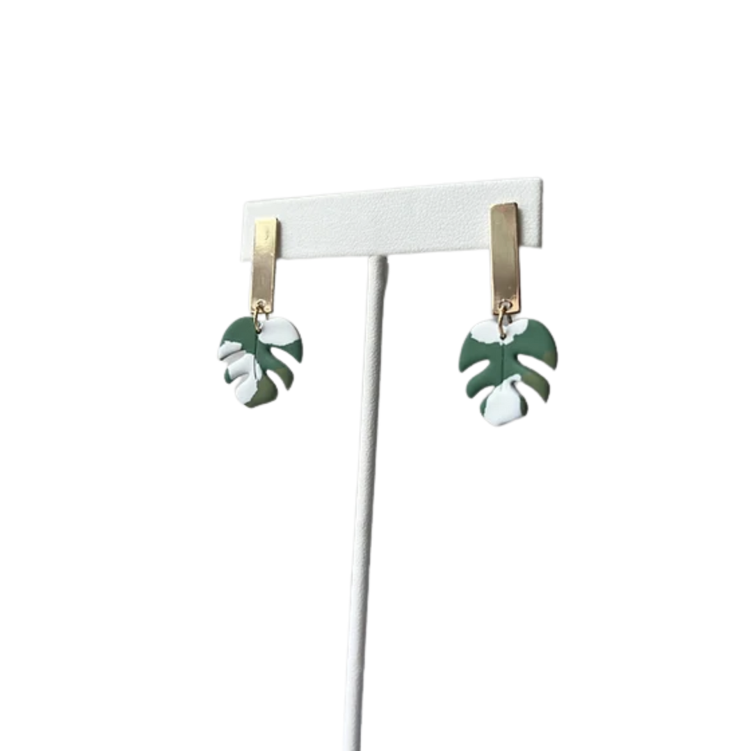 Variegated Monstera Earrings