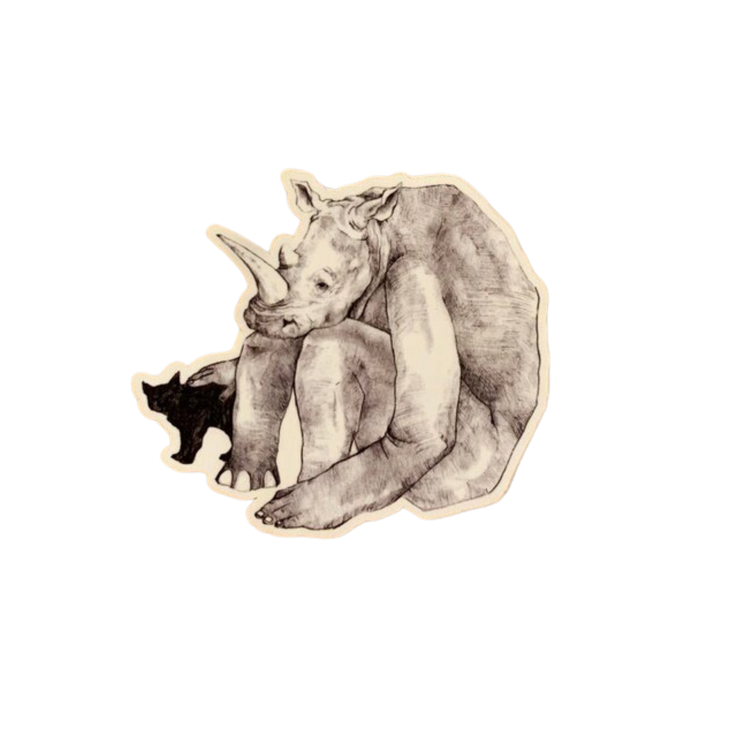 "It's Okay to be Sad Sometimes" Rhino Sticker