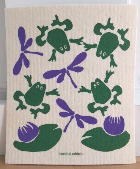 Frogs and Flies Swedish Dishcloth