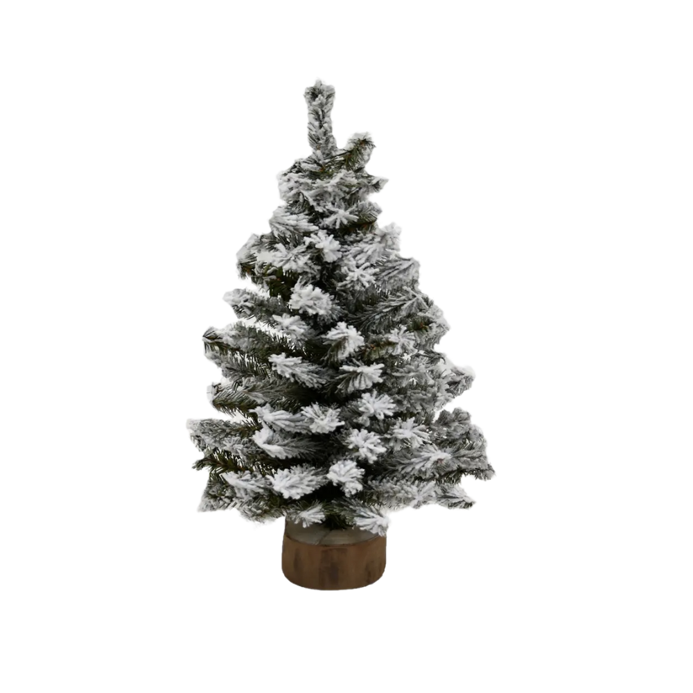18" Flocked Mini Canadian Pine Tree