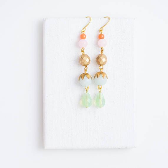 Long Blue Gemstone Earrings