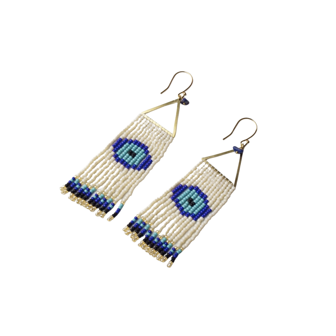 Evil Eye Earrings with Lapis Lazuli Gemstones