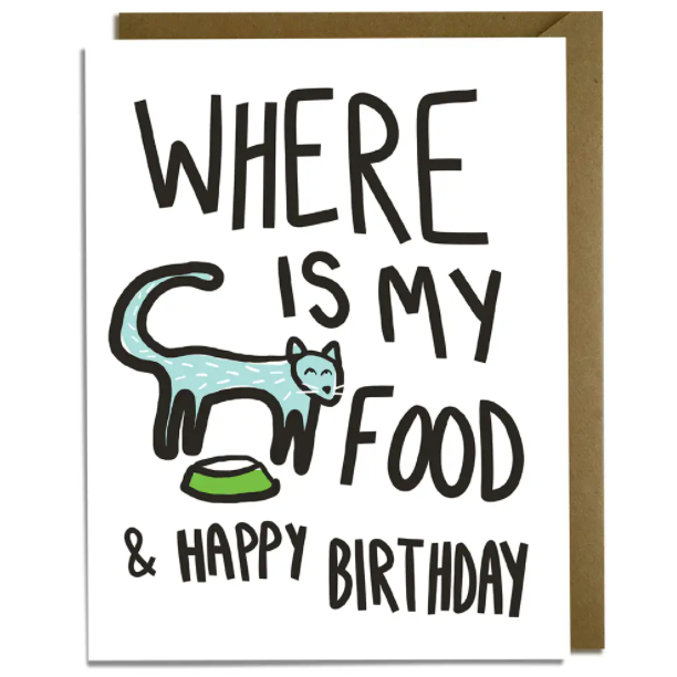 Cat Food birthday Card