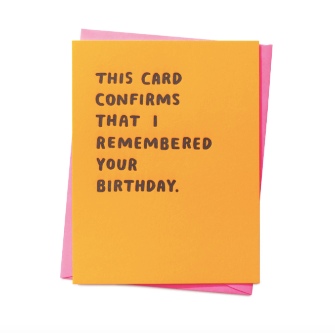 Confirmed Birthday Card